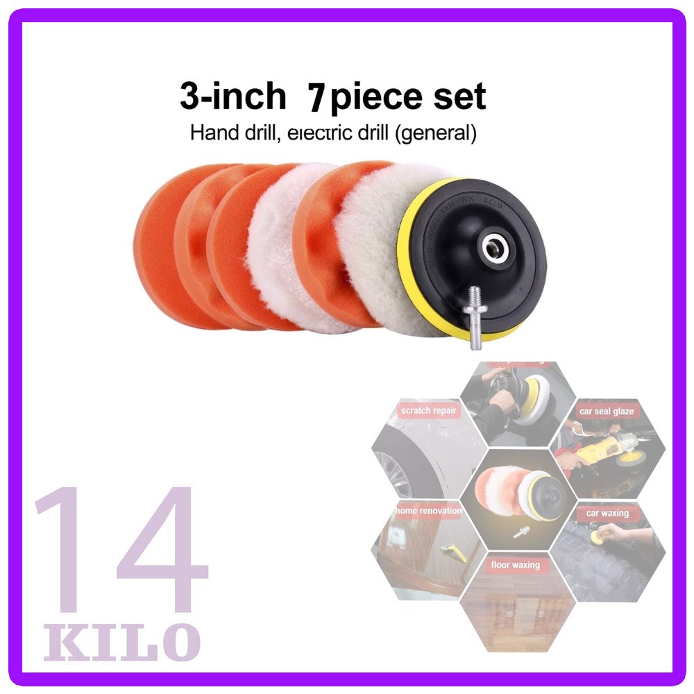 mata mesin bor pengkilap set busa poles mini 3" wool foam pad velcro poles body motor