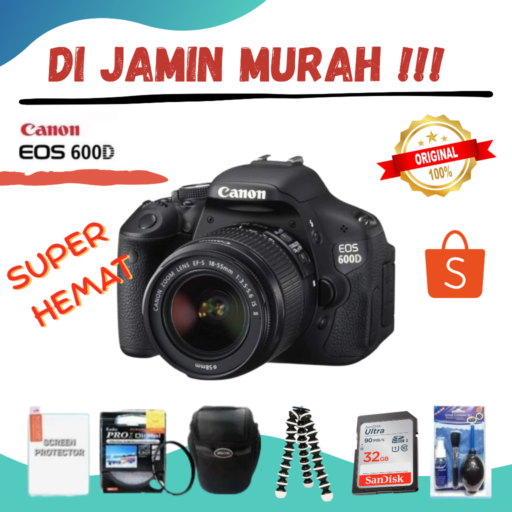 KAMERA CANON EOS 600D + LENSA 18-55MM PRODUK ORIGINAL