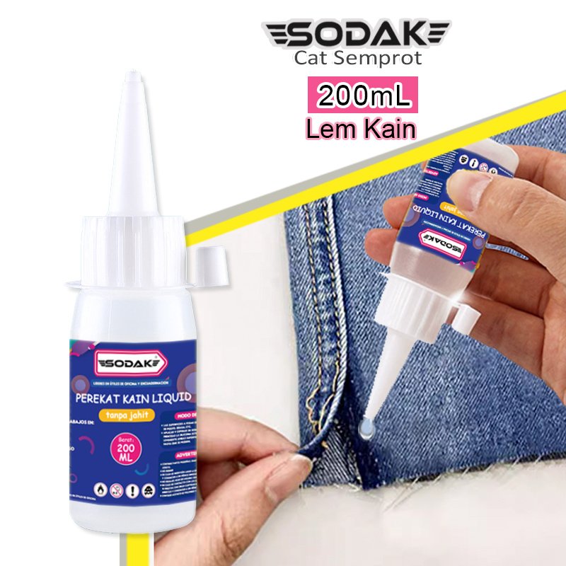 SODAK 200mL Lem Kain Jahit Lem Patch Bordir Lem Kain Baju Lem Serbaguna