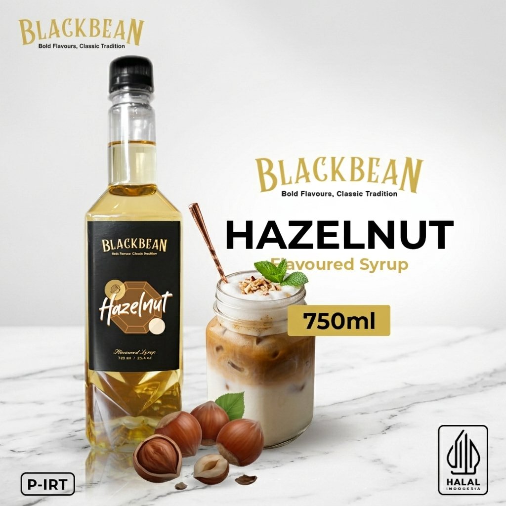 Sirup Hazelnut BLACKBEAN 750ml - Syrup Kopi Kekinian Premium Cafe Quality Halal