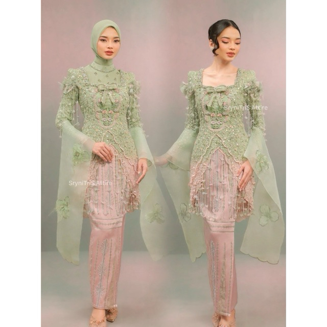 Sewa Kebaya Ivory Studio RTW || Letters of Her | Juanti Candrama Kebaya in Sage on Powder Pink
