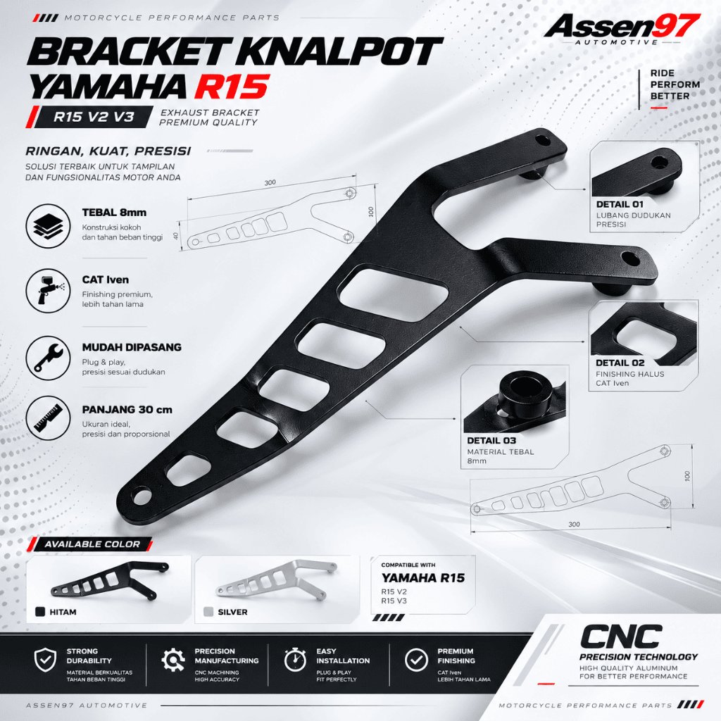 Exhaust Hanger Knalpot Yamaha R15 V3 V2 | Gantungan Knalpot R15VVA Bracket Knalpot Wr3 R15 V3 V2