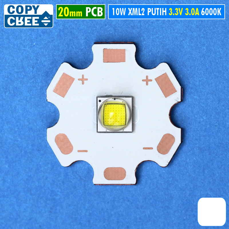 Led Cree XML2 Putih 10W 20mm Copy Cree XML2 XM-L2 T6 6000K 6500K Part Mata Lampu Senter Led DRL Soro