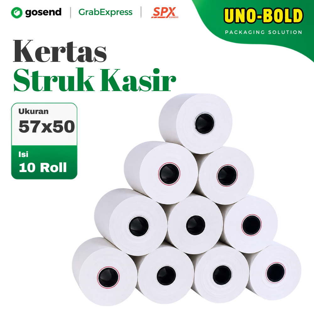 UNOBOLD Kertas Struk Kasir Thermal 57x50mm Core Receipt Paper Roll Untuk Printer Kasir EDC POS