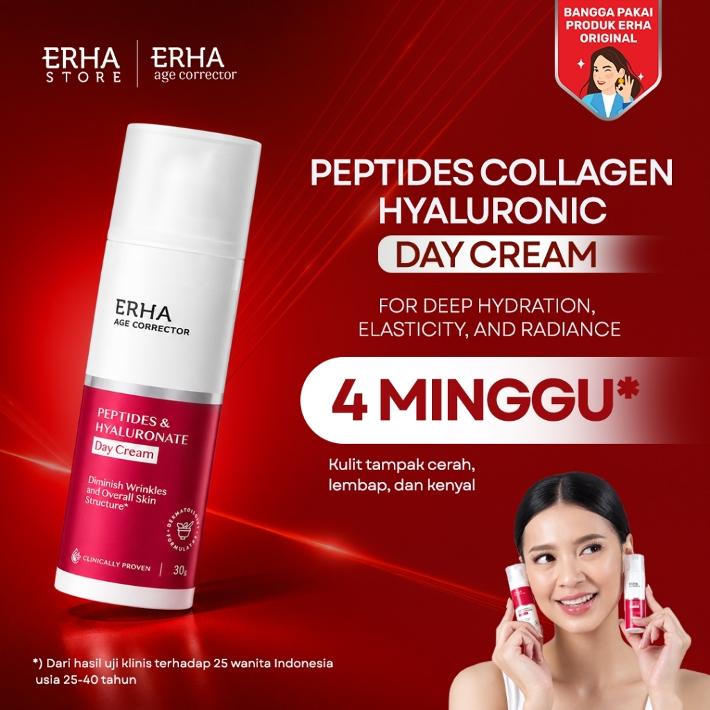 ERHA Age Corrector Peptides & Hyaluronate Day Cream 30g - Pelembap Pagi Anti Aging | Melembabkan | M