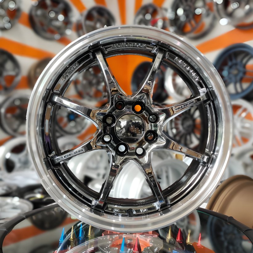 velg mobil ce28 ring 16 lebar 7 et42 black chrome machine lips untuk vios corolla jazz mobilio freed