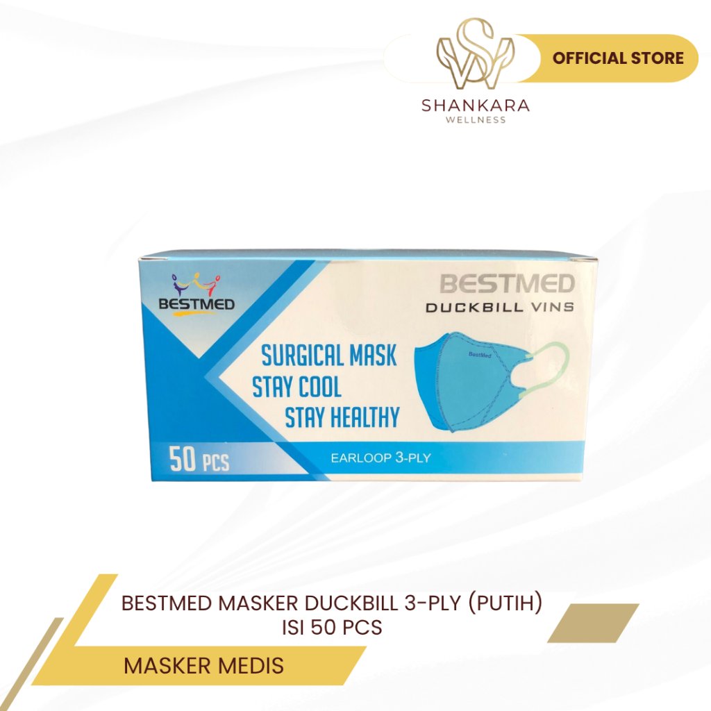 BESTMED MASKER MEDIS DUCKBILL VINS 3 PLY ISI 50 PCS (PUTIH)