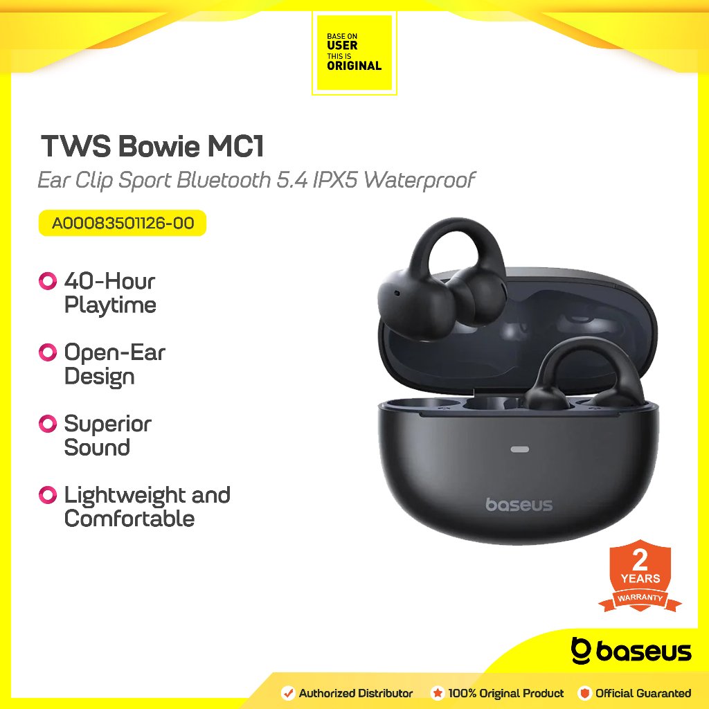 Baseus Open Ear TWS Bowie MC1 Ear Clip Sport True Wireless Sound Bluetooth 5.4 IPX5 Waterproof Earph