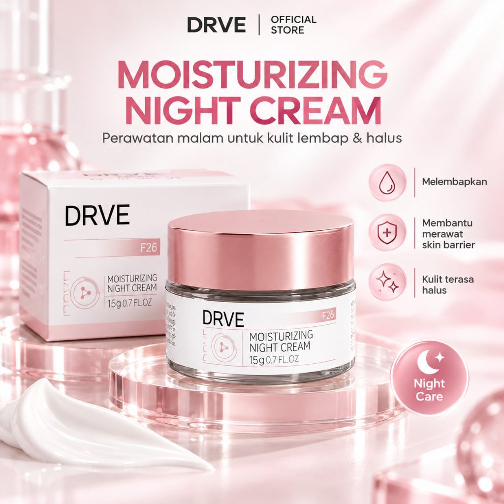 DRVE Night Cream Moisturizer Cream Malam Krim Wajah Pelembap Wajah Malam Perawatan Wajah Regenerasi 