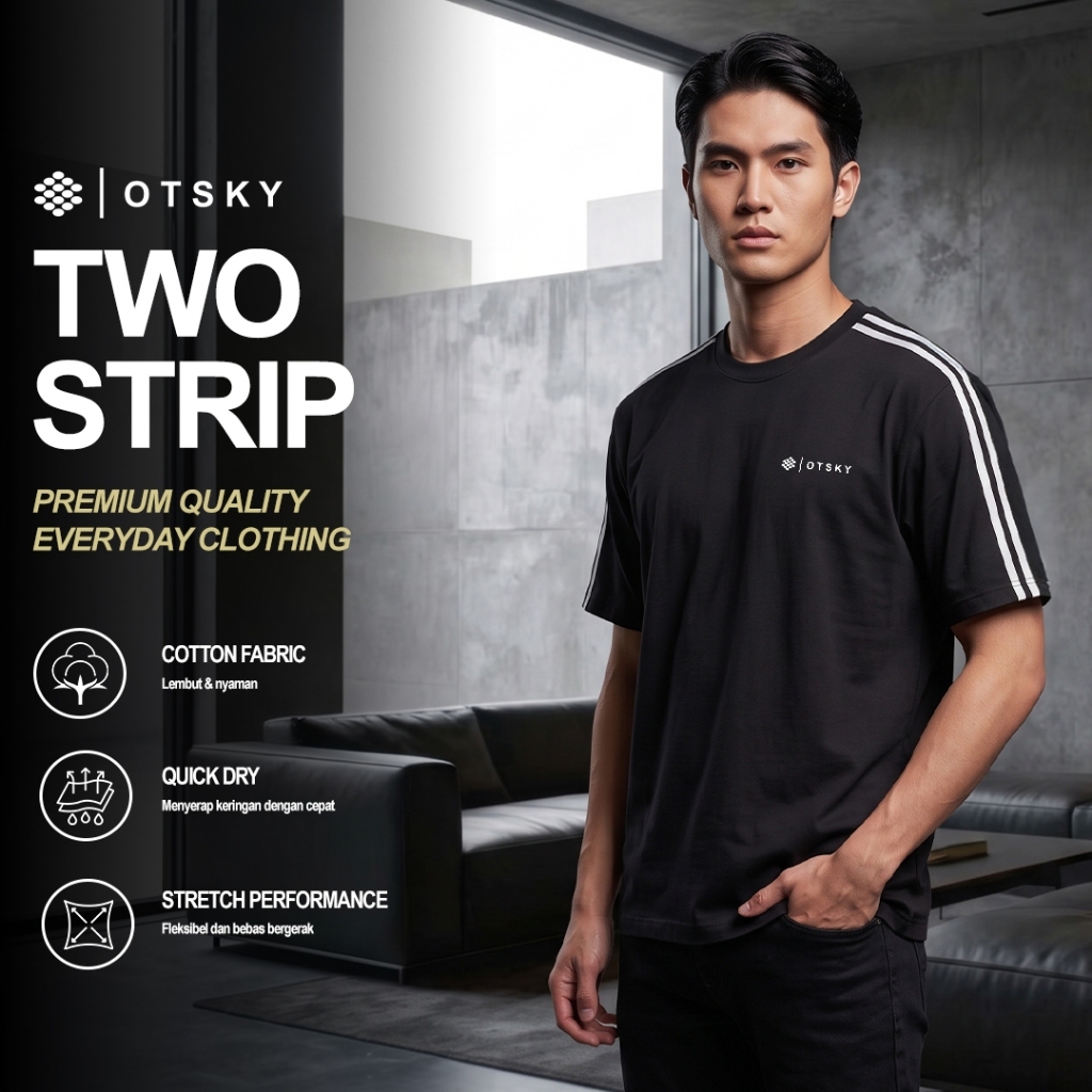 Otsky Kaos Pria Two Strip Cotton Combed 24s