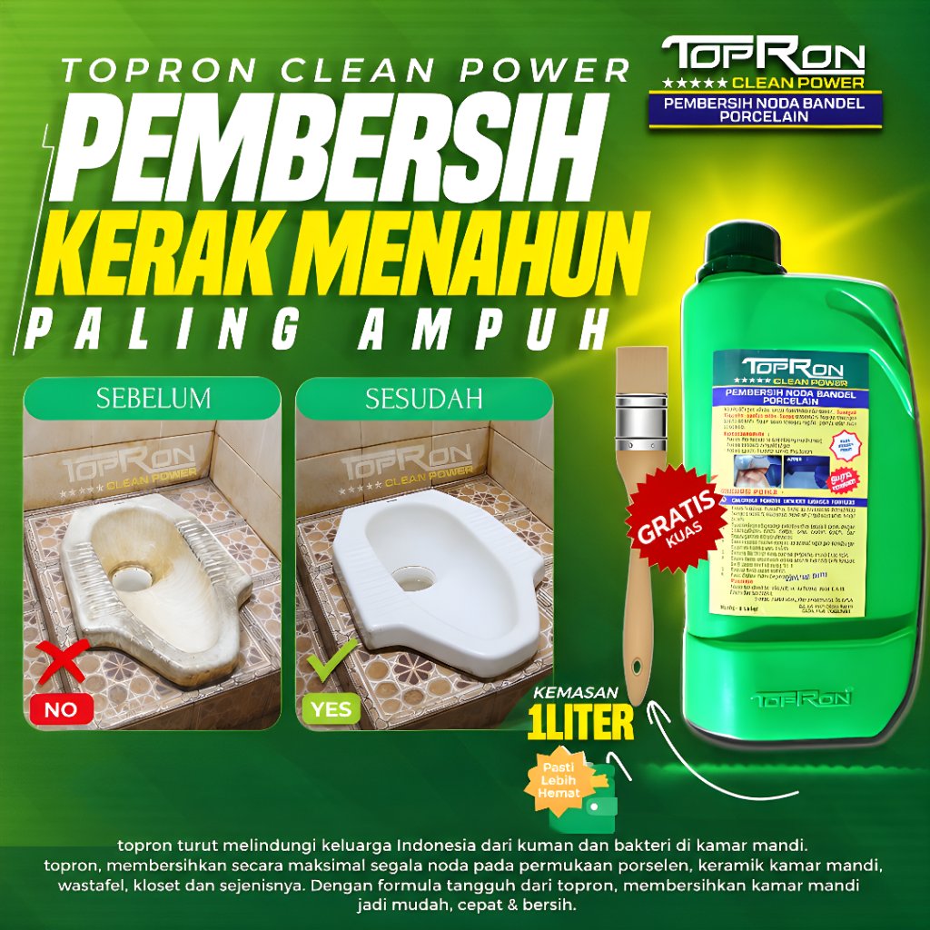 Pembersih Kerak Kamar Mandi bonus kuas | toilet cleaner topron