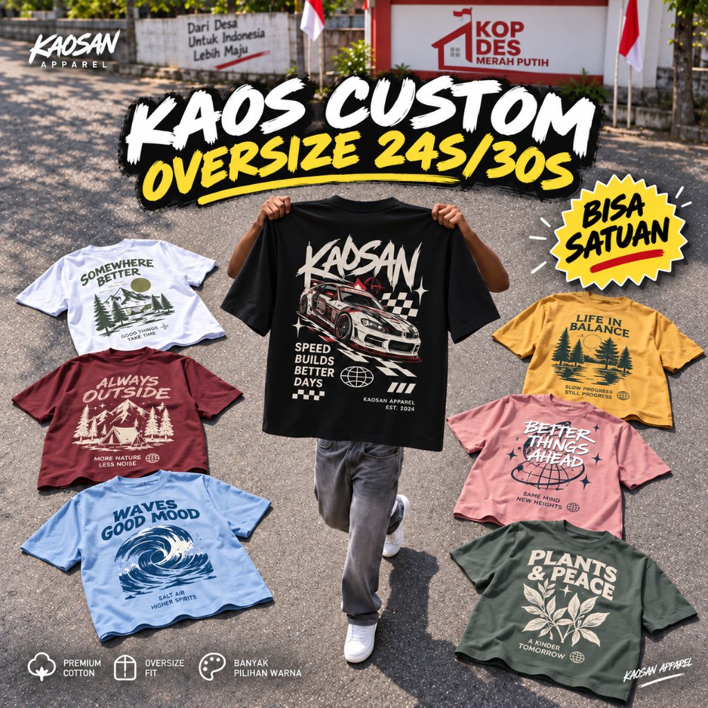Kaos Oversize Custom/Kaos Custom Oversize 30s 24s/Oversized Custom/Kaos Kelas Custom/Kaosan Apparel