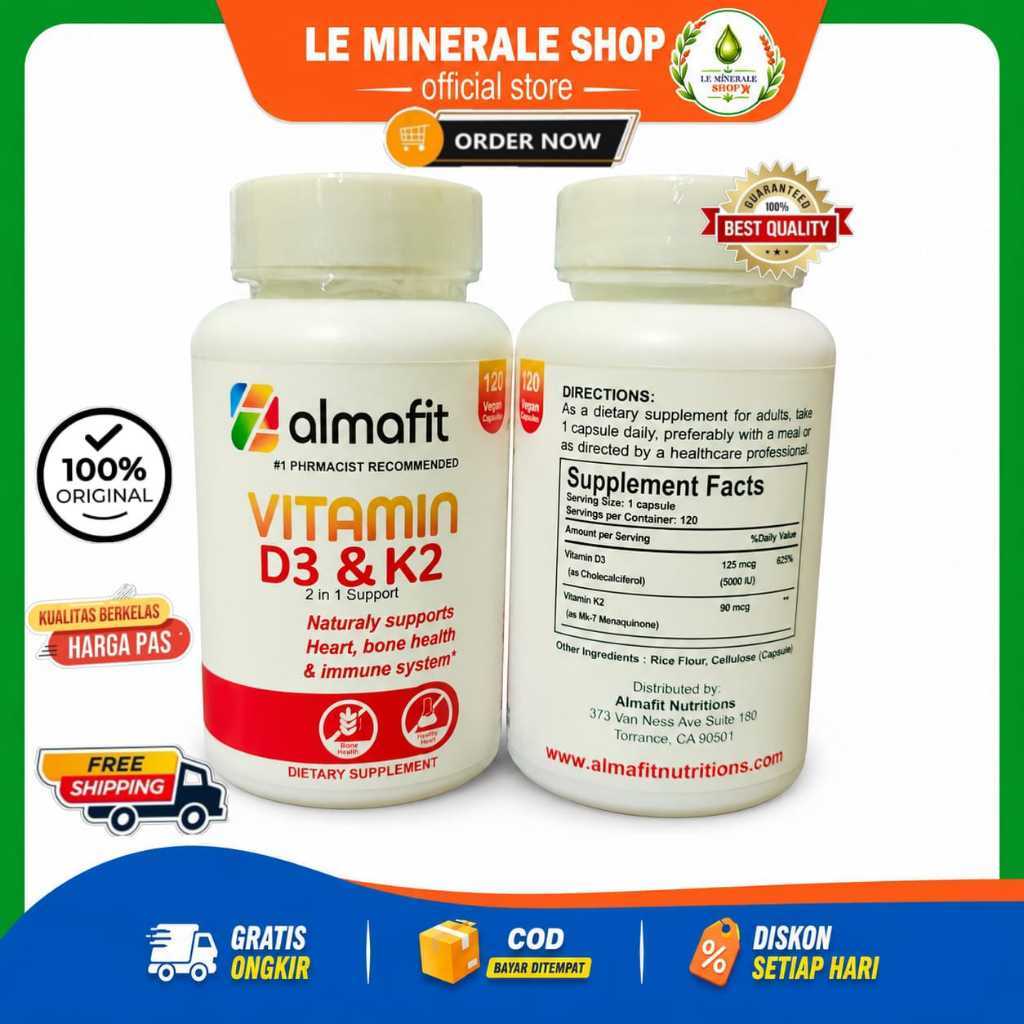 ALMAFIT VITAMIN D3 K2  2 IN 1 SUPPORT 120 CAPS Menjaga Kesehatan Imun Tubuh
