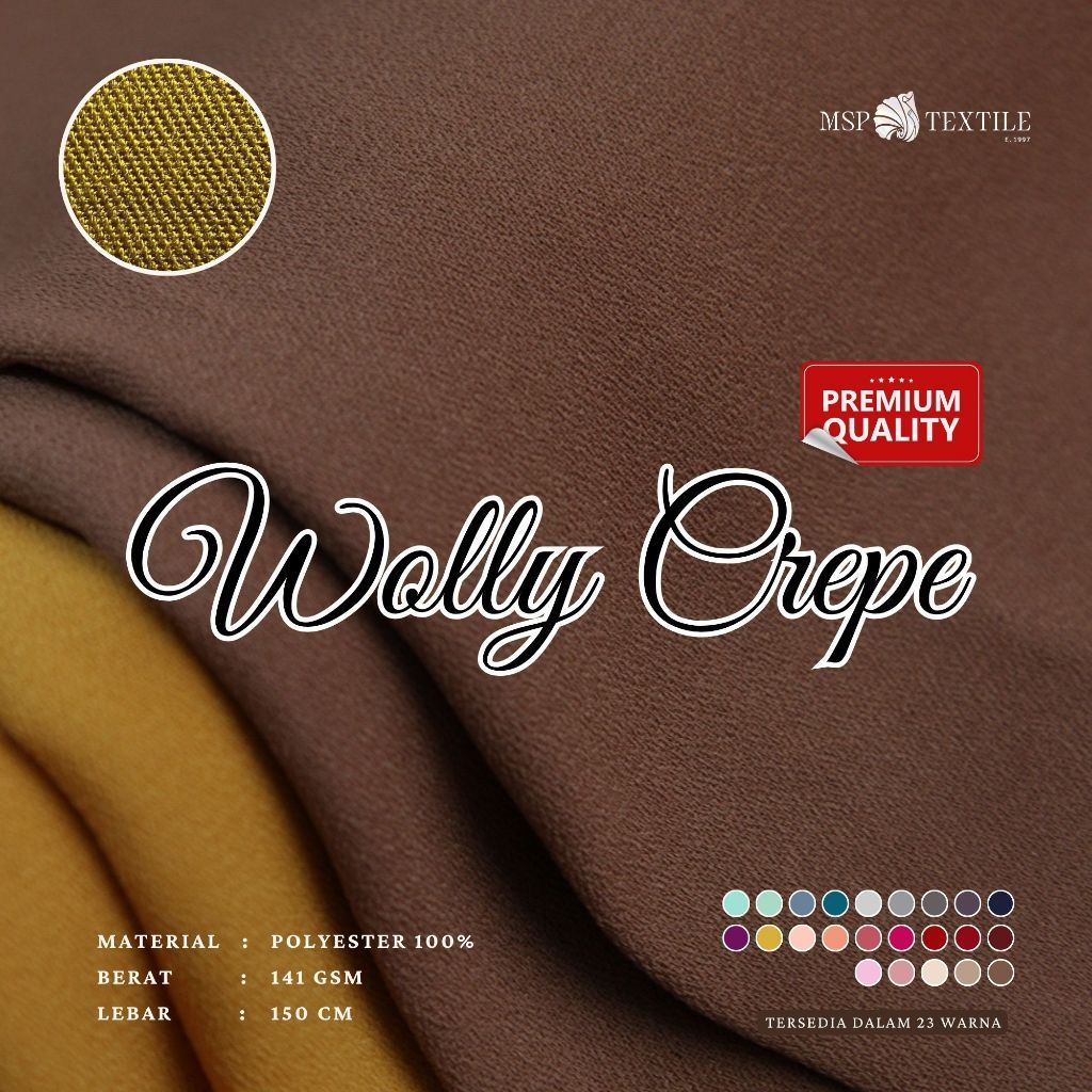 BAHAN KAIN POLYESTER WOLLY CREPE POLOS PREMIUM