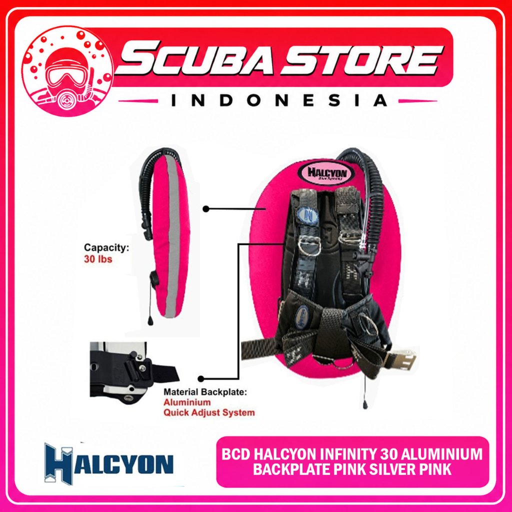 BCD Technical Halcyon Infinity 30 Custom Pink Silver Buoyancy BC Scuba Diving BC Donut Wing Selam