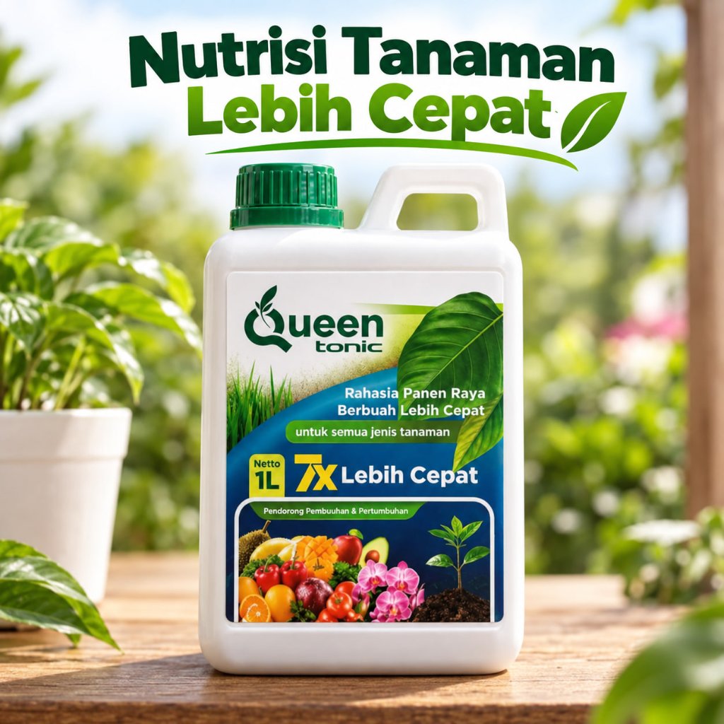 Queen Tonic 1L Pupuk Cair Perangsang Buah & Bunga – 7X Lebih Cepat Berbuah, Anti Rontok, Hasil Panen