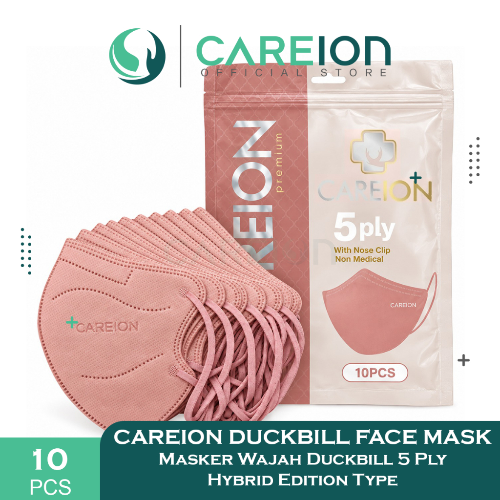 Careion Masker Duckbill 5 Ply Hybrid  With Nose Clip isi 10