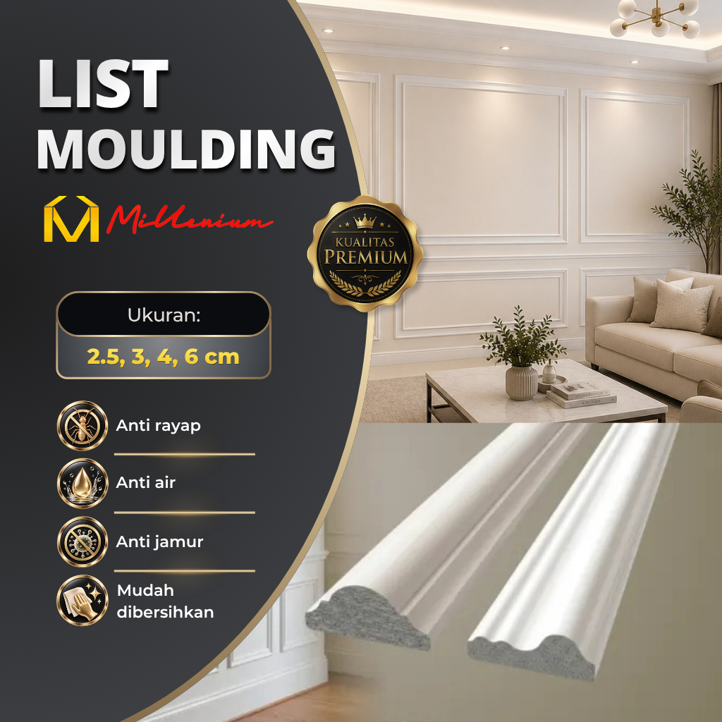 Molding PVC / Lis Molding 3D / Ukiran Dinding Lis Molding Lem