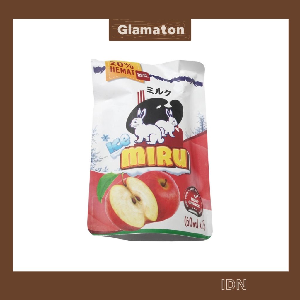 MIRU APPLE POUCH APPLE ICE FREEBASE 60ML 100% ORIGINAL