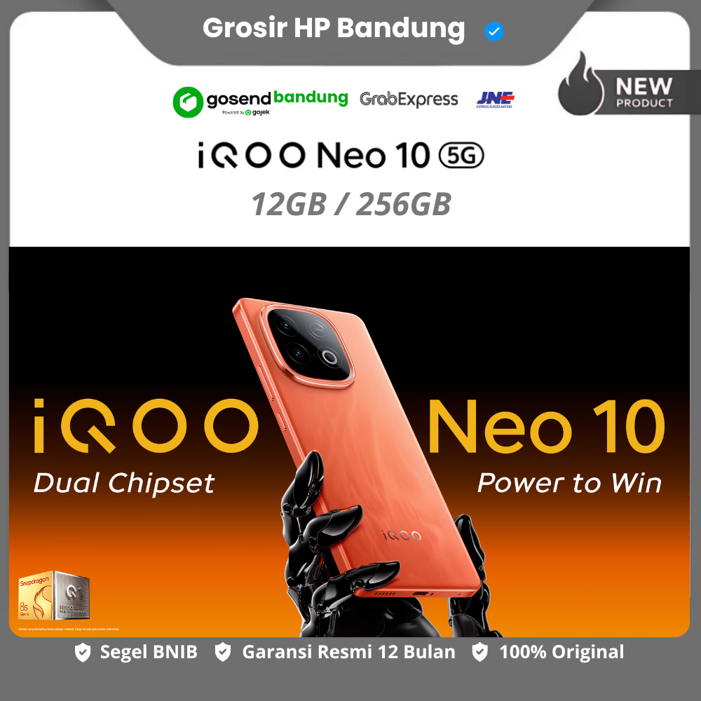 IQOO NEO 10 5G 12GB/256GB No Repack. Segel Pabrik/BNIB. Garansi Resmi Vivo 12 Bulan