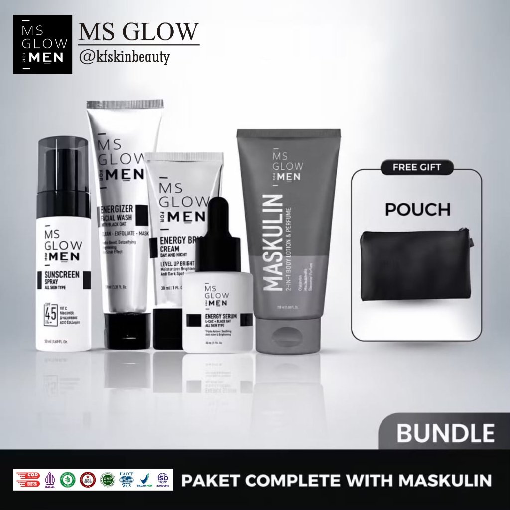 MS GLOW FOR MEN Bright All Varian Skincare Pria Paket Perawatan Wajah Original MS GLOW BPOM
