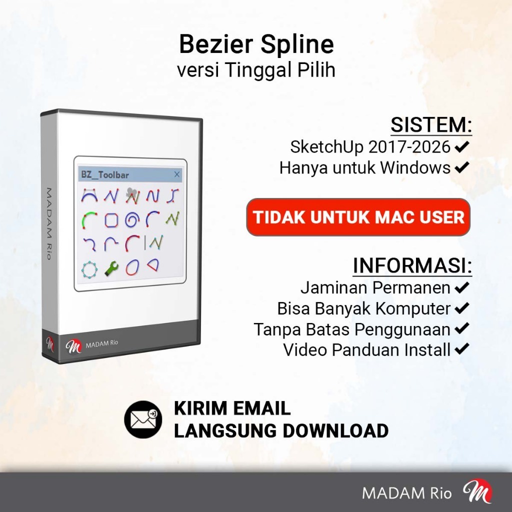 Fredo6 Bezier Spline Plugin SketchUp 2017 2018 2019 2020 2021 2022 2023 2024 2025 2026 Full Versi Pe