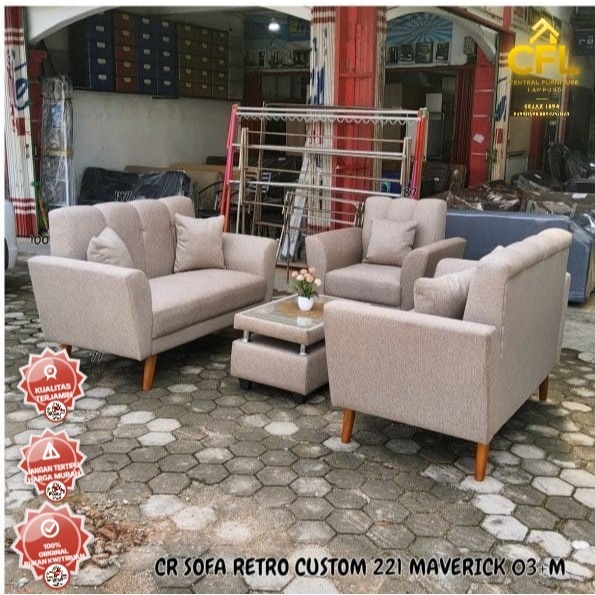 CENTRAL - SOFA TAMU 221 RETRO CUSTOM KAIN MAVERICK / SOFA MINIMALIS 221 RETRO CUSTOM