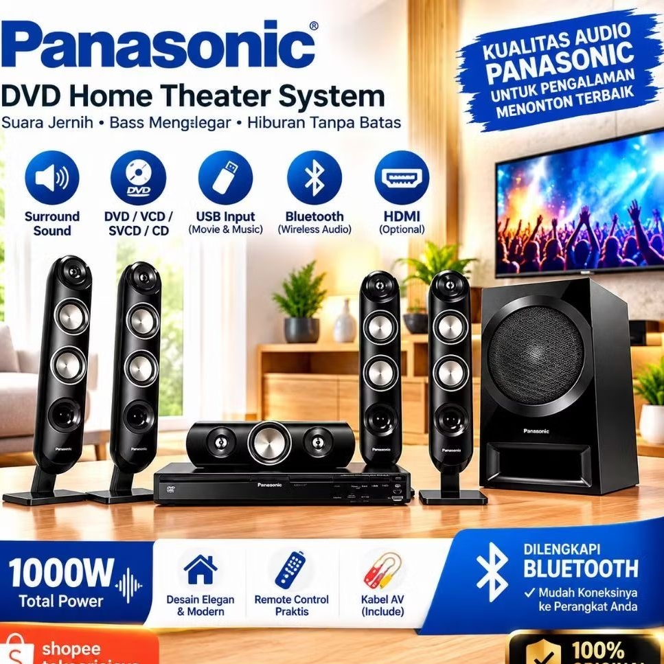 ll HOME THEATER PANASONIC SC XH333 SCXH333 SCXH XH 333 333LJ LJ 5.1 CHANNEL SOUND SYSTEM DVD PLAYER 