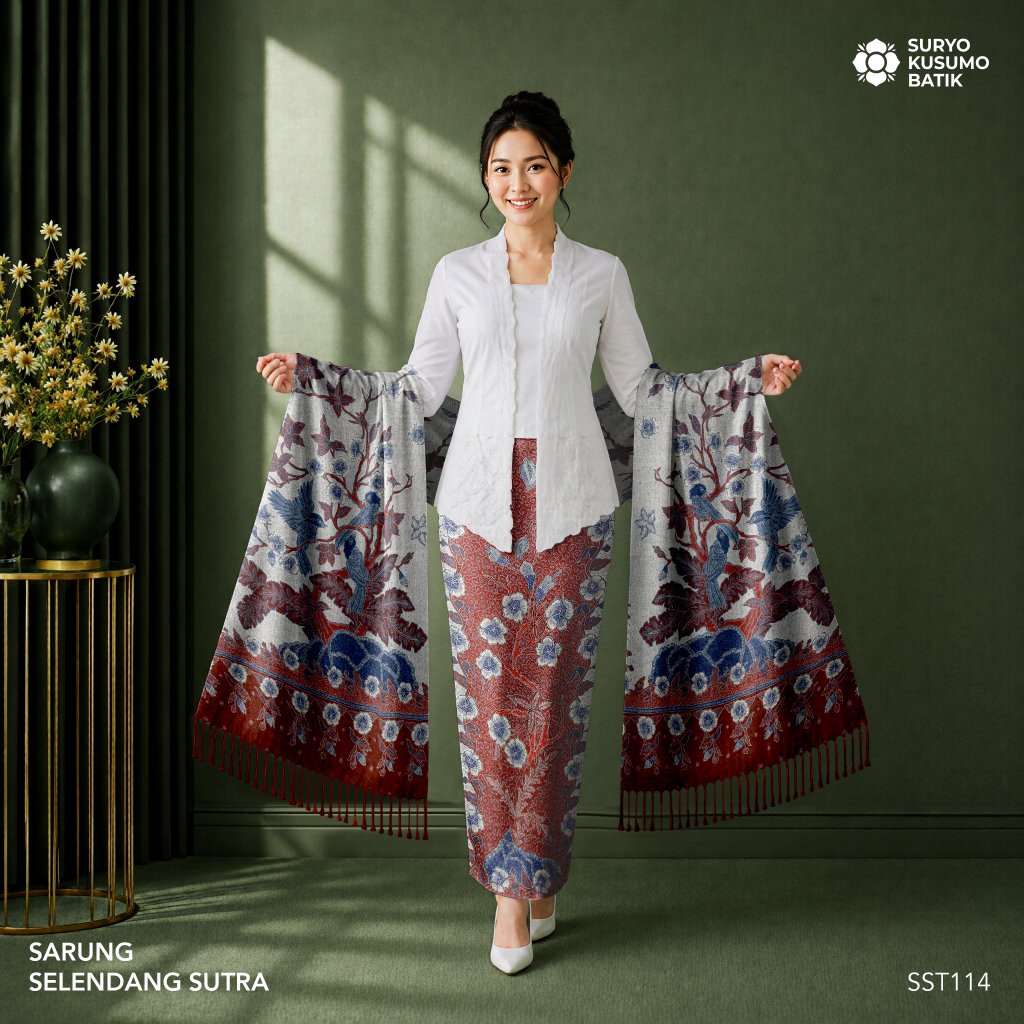Suryo Kusumo Batik - Kain Batik Tulis Sarung Selendang Sutra Wanita  SLS12