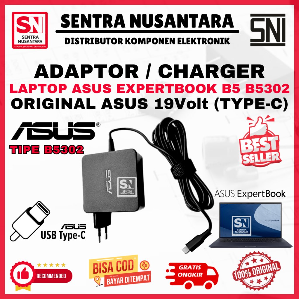 Adaptor Charger Laptop ASUS EXPERTBOOK B5 B5302 Series | Adaptor Laptop ASUS EXPERTBOOK B5 B5302 Ser