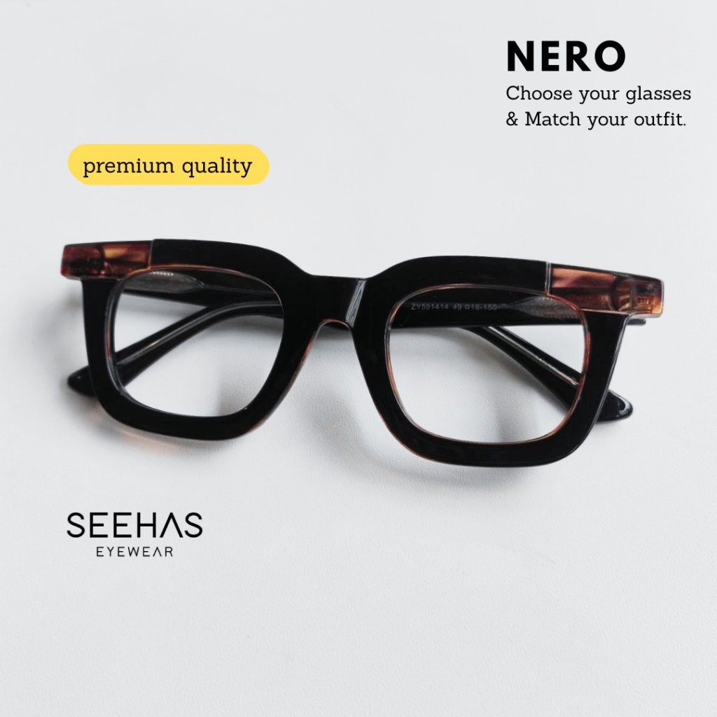 Seehas - NERO | Frame Kacamata Premium Optik Casual Bold Unisex  ( Minus / Cylinder )