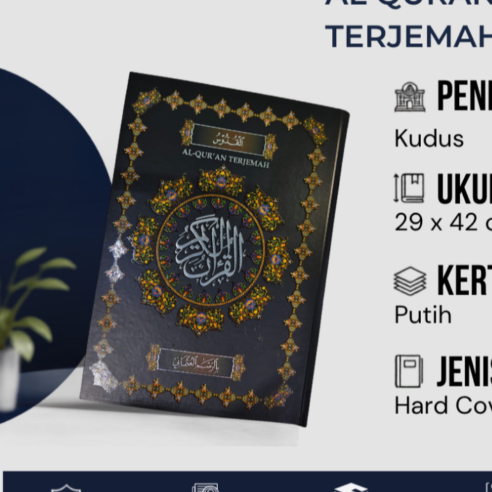 Al Quran Terjemah Besar Hard Cover | Rosm Utsmani Kudus | Quran Jumbo Terjemahan Ayat Pojok