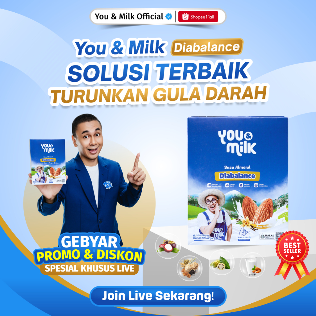 YOU & MILK DIABALANCE Susu Almond Rendah Gula Cegah Gula Darah Diabetes Di Masa Tua