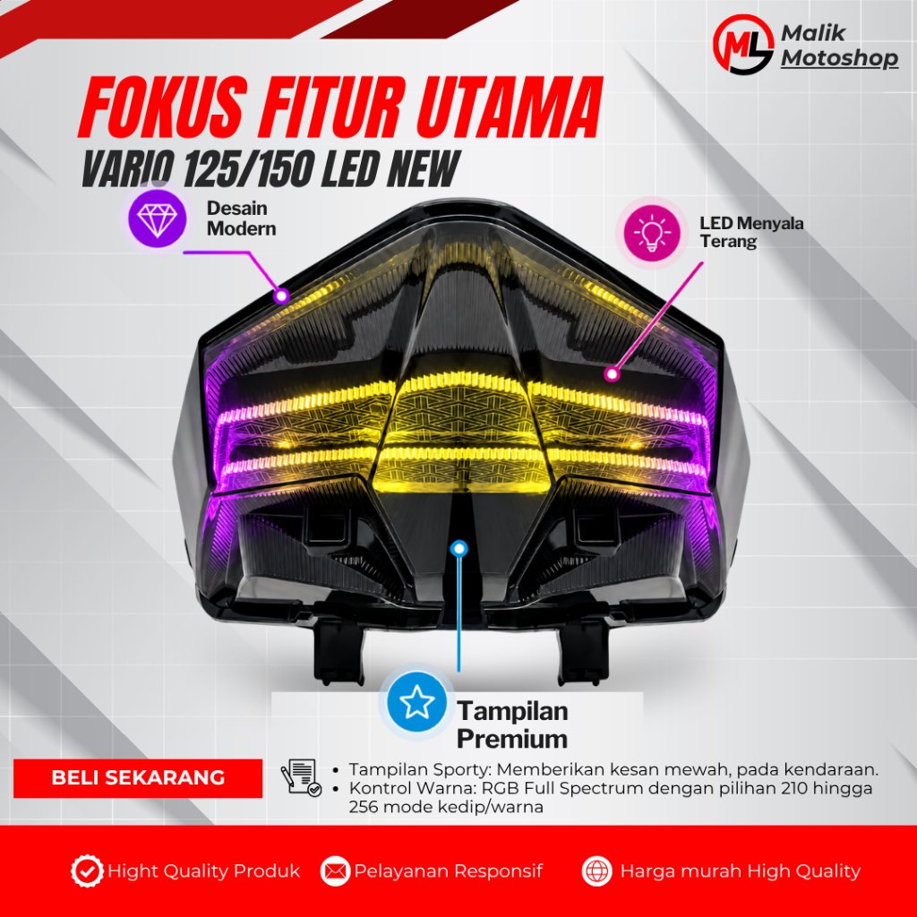 Lampu Stop Vario 125 150 New 2018 - 2024 RGB Stoplamp Slimframe Vario 125 150 New / Stoplamp Vario 1