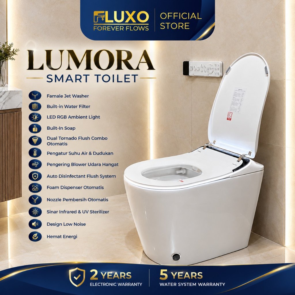 FLUXO LUMORA KLOSET DUDUK SMART ECOWASHER SMART TOILET CLOSET DUDUK