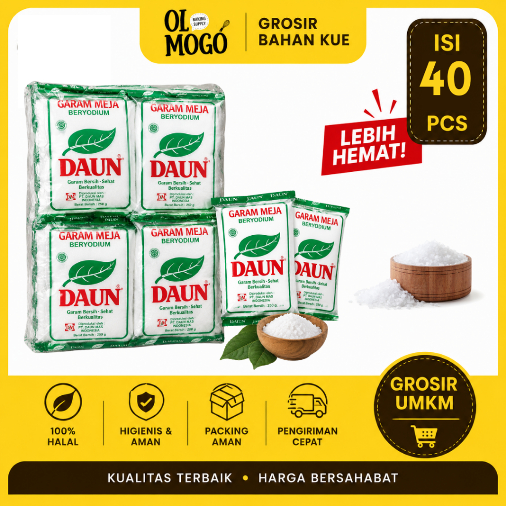 [GROSIR] Daun Garam 40X250Gr | Garam Daun | Garam Dapur | Bumbu Masak | Kebutuhan Warung & Usaha