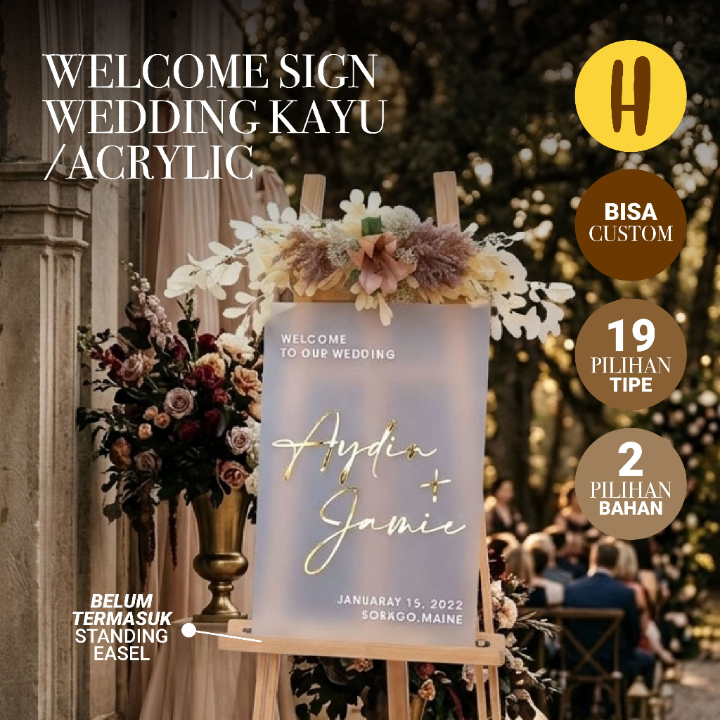 Welcome Sign Acrylic / Wedding Sign /  Papan Nama Akrilik Stiker