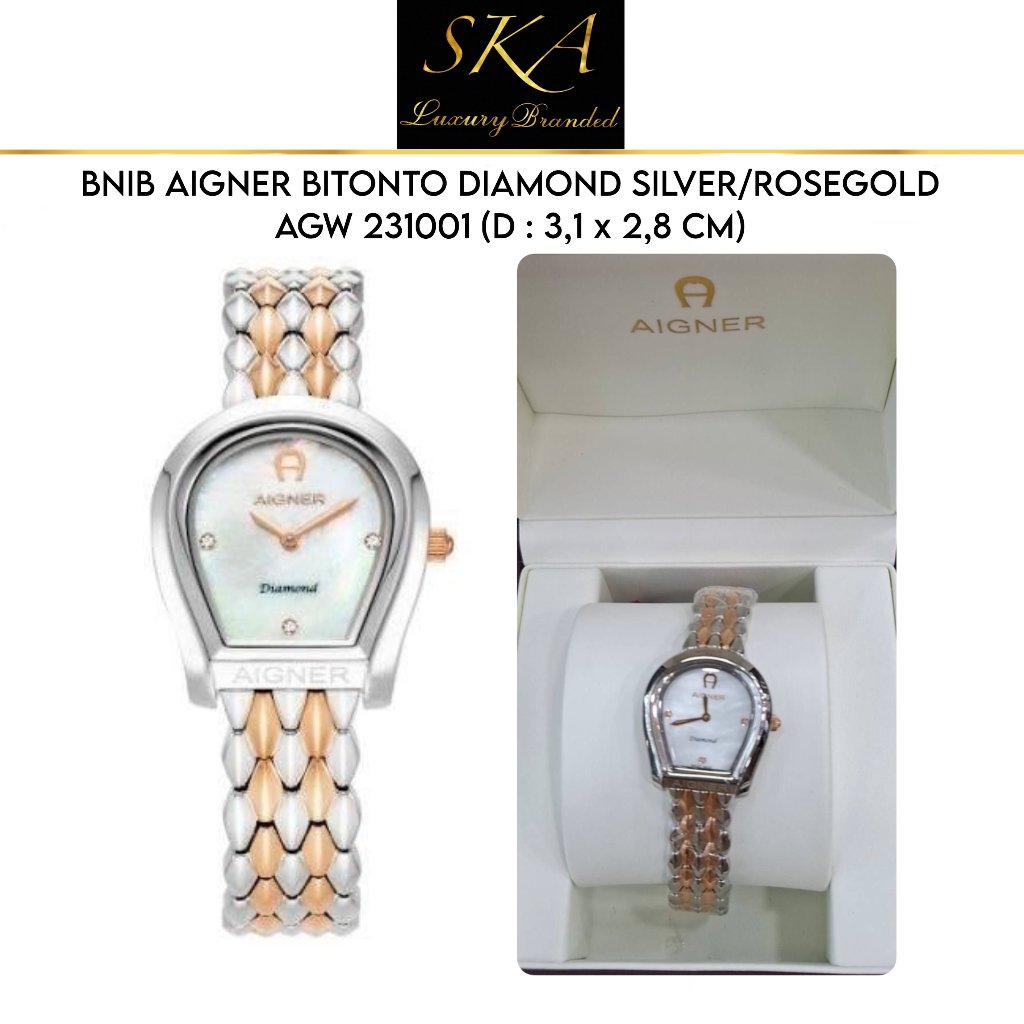 WATCH AUTHENTIC AIGNER BITONTO DIAMOND SILVER/ROSEGOLD AGW 231001