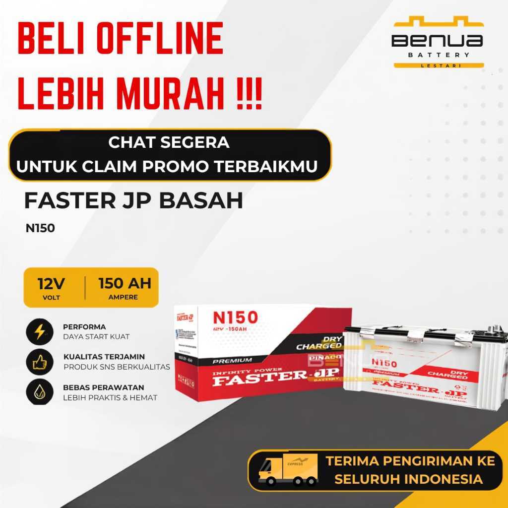Aki Faster JP BASAH N150 / Aki N 150 / Aki Truk 12V 150Ah Original Faster