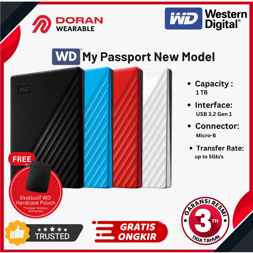 Hardisk Hard Disk HDD External Eksternal Portable Portabel 1TB 2TB 4TB 5TB | 1 2 4 5 TB Tera WD My P