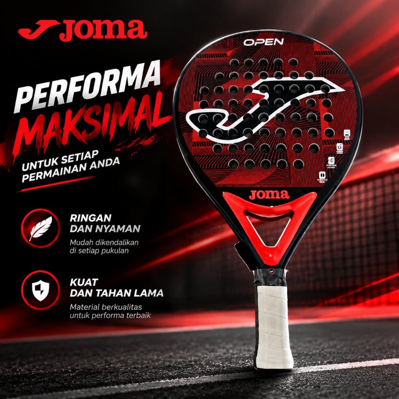 [ORI] Raket Padel JOMA OPEN Full Carbon Sweet Spot Luas Desain Ringan Peredam Getaran Cocok Pemain M