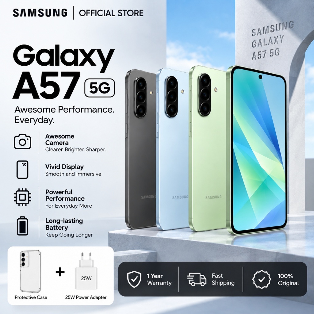 Samsung Galaxy A57 5G 12GB 256GB HP Smartphone Android AMOLED Kamera Jernih Performa Cepat Garansi R
