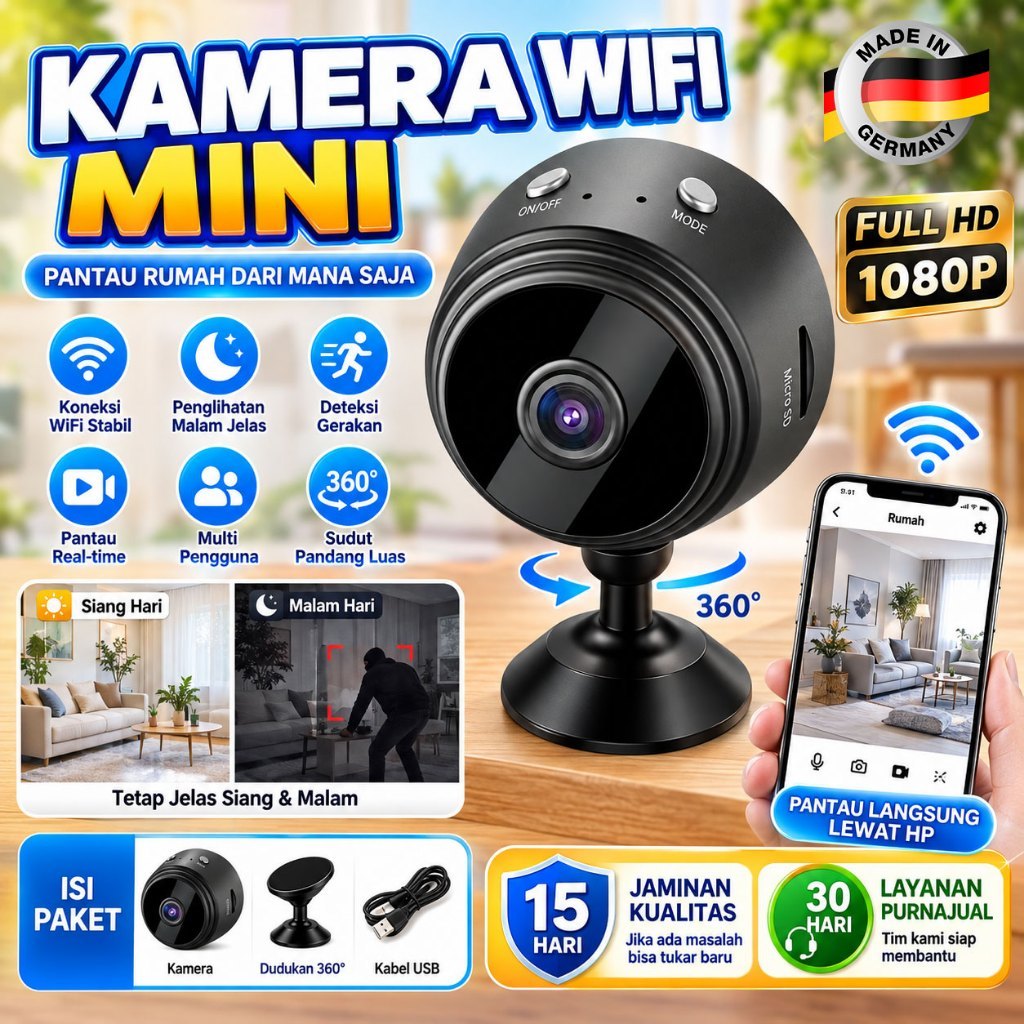 [Fully Upgraded]CCTV Rumah Kamera Pengawas Rumah Kamera Keamanan Rumah Wifi CCTV Jarak Jauh Lewat HP