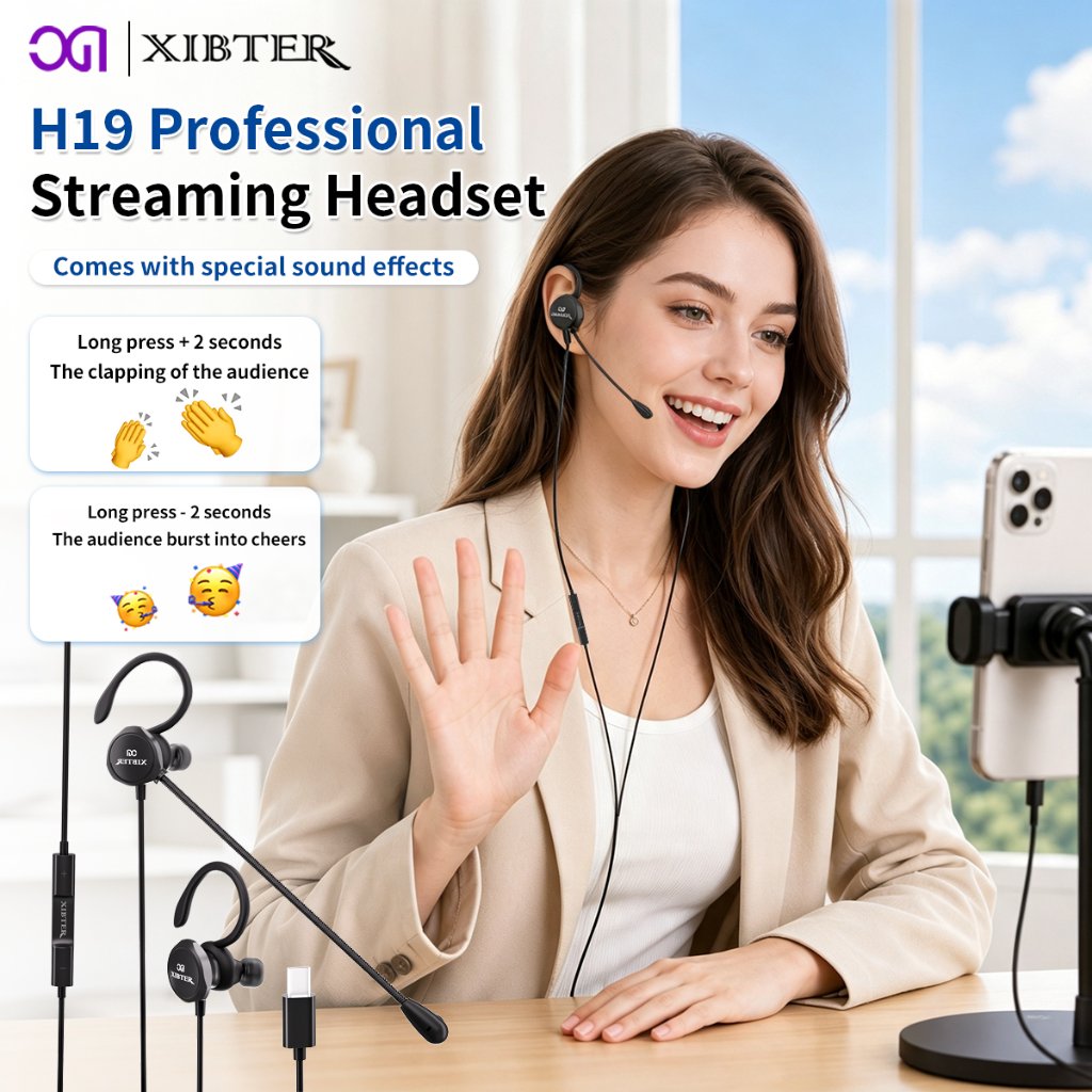 XIBTER H19 Sound Card Headset Soundcard Gaming Live Streaming Voice Changer Real-time Monitor Low La