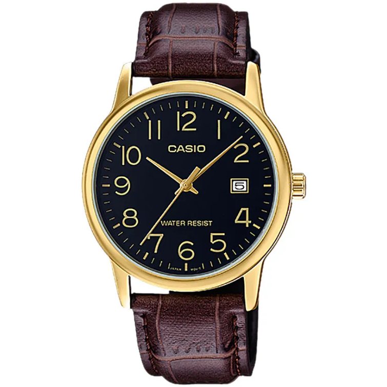 Galery Jam Tangan Casio General MTP-V002GL-1BUDF Brown Dial Black Leather