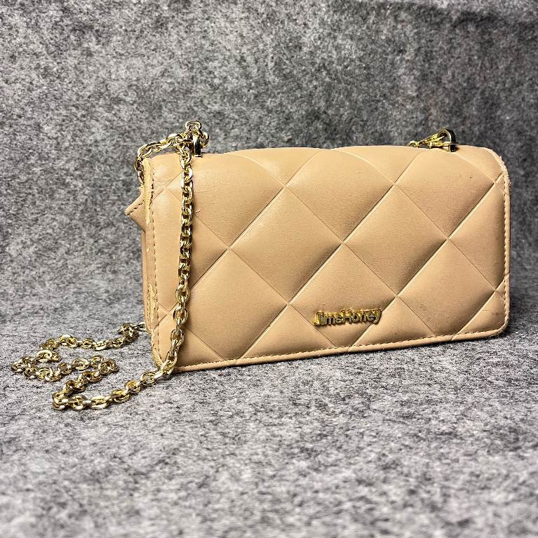 PRELOVED Tas Selempang ESME By Jims Honey / Tas Kulit Tali Rantai Panjang