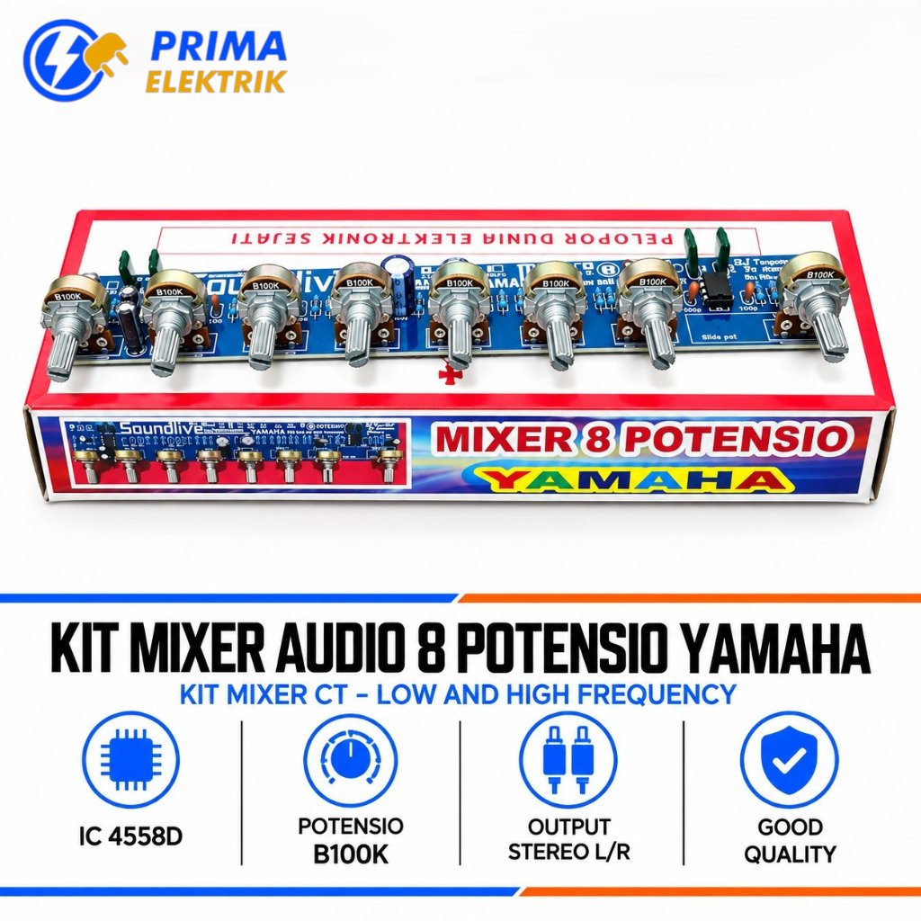 Kit Mixer Audio 8 Potensio Yamaha Soundlive IC 4558D Low High Frequency Output Stereo L/R CT