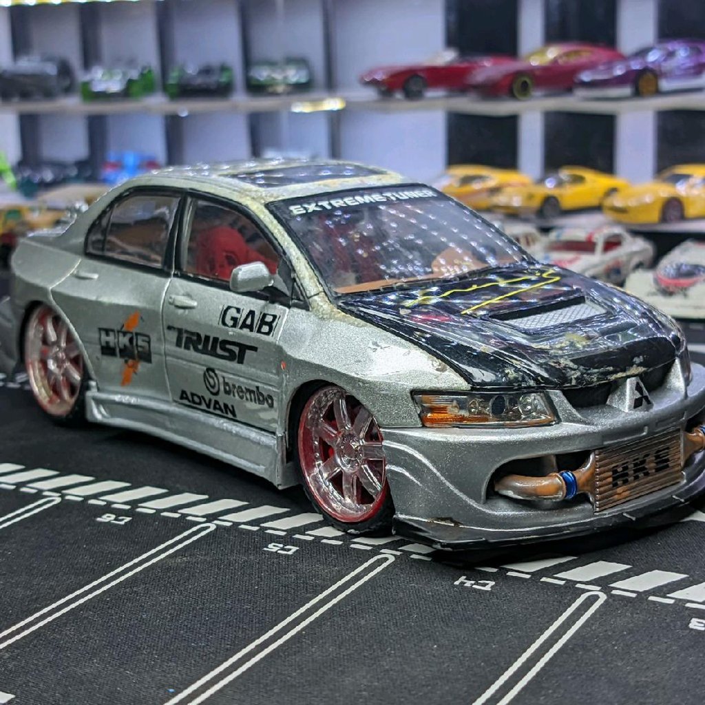 Kentoys Mitsubishi Lancer Evolution Silver Loose Junk Diecast Skala 1:24