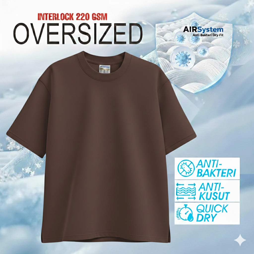 Gensty Oversized Airsystem Micro Cotton Quick Dry Danbowl Coolbreeze Anti Kusut  Unisex - Coklat