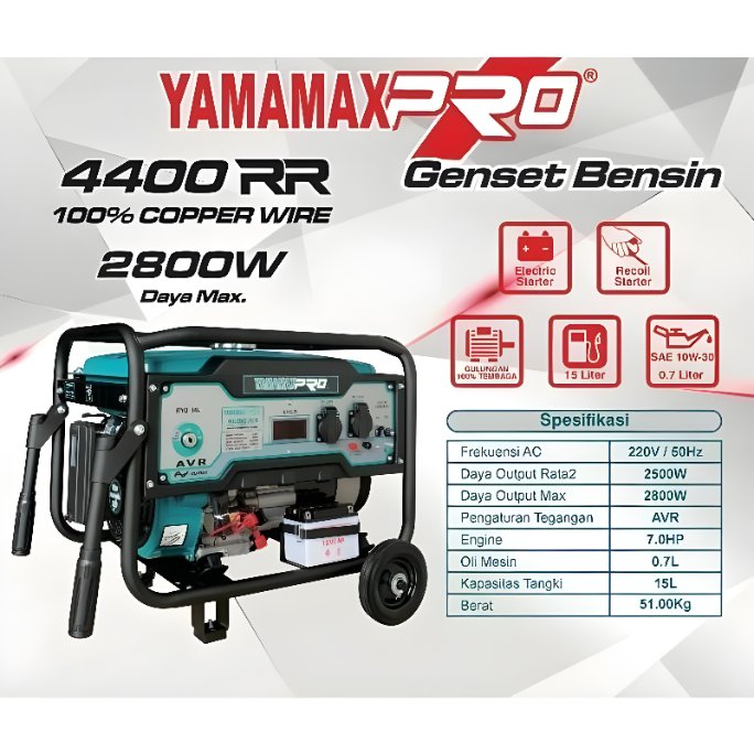 YAMAMAX PRO 4400 RR/4400RR Genset/Generator 4 Tak Max 2800 Watt